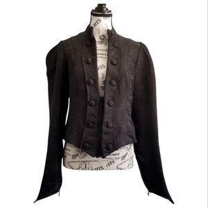 Y2K Black Lip Service Military Napoleon Jacket Brocade Blazer Size Large